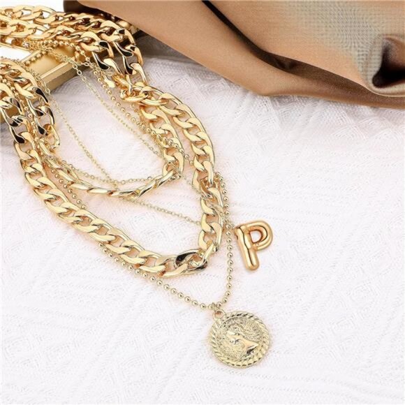 Layered Necklaces for Women Trendy Balloon Initial Pendant - Picture 4 of 6